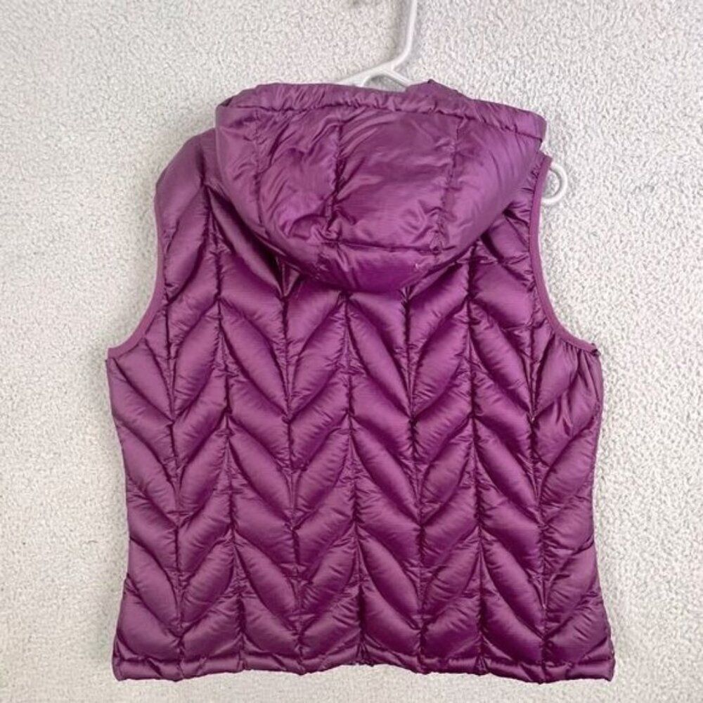 EDDIE BAUER WOMENS GOOSE DOWN HOODED VEST PURPLE SIZE XL - Picture 11 of 11